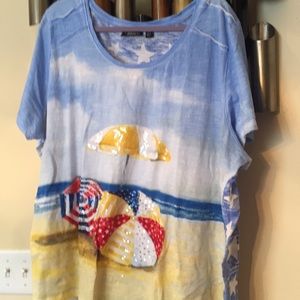 Ladies beach scene shirt